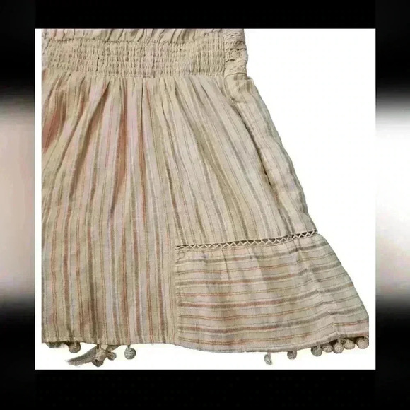 American Eagle Womens Peach Striped Pom Pom Boho Effortless Chic Trendy Romper M - Picture 4 of 12